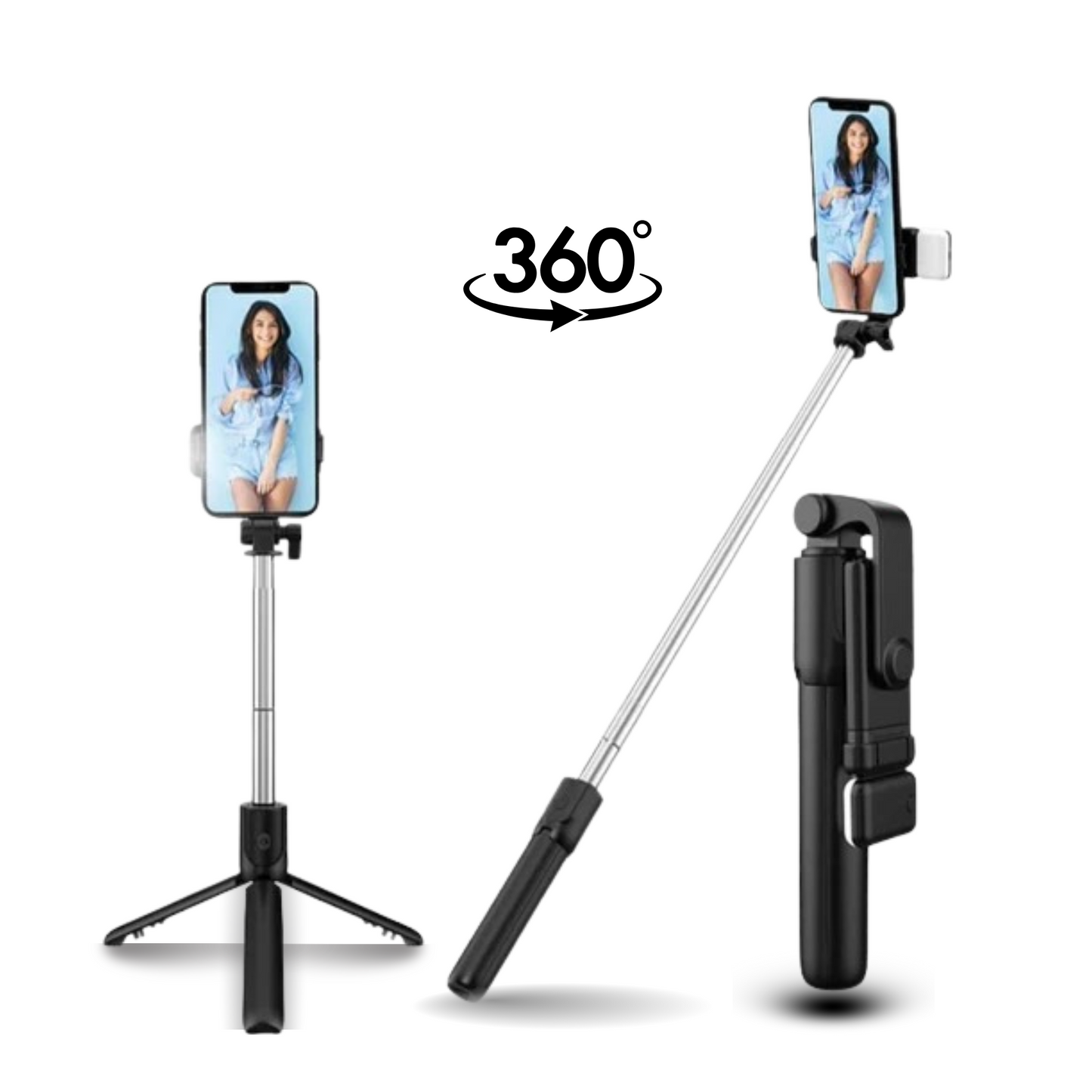 Selfie Stick With LED Light & Bluetooth button + Tripod Stand 4 in 1