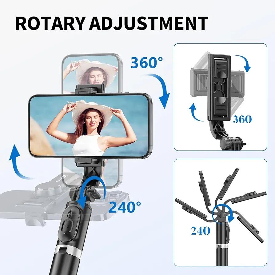 Selfie Stick With LED Light & Bluetooth button + Tripod Stand 4 in 1