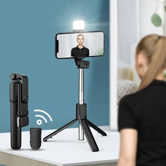 Selfie Stick With LED Light & Bluetooth button + Tripod Stand 4 in 1