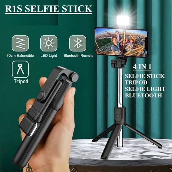Selfie Stick With LED Light & Bluetooth button + Tripod Stand 4 in 1