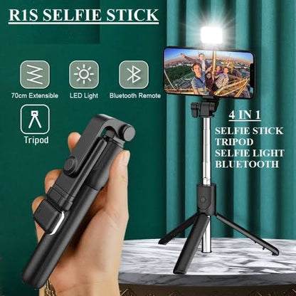 Selfie Stick With LED Light & Bluetooth button + Tripod Stand 4 in 1
